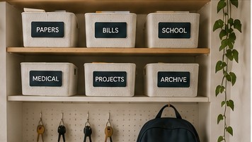 Simple labelled home organisation system