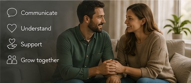 Two people having a calm supportive conversation