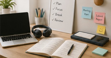 Organised desk ready for focused work